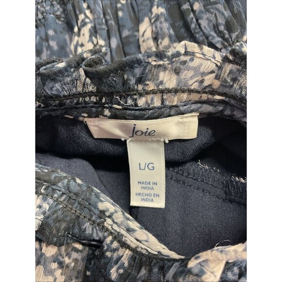 Joie Sleeveless Sheer Overlay knee length Dress‎ Baltic Print Blue size L flowy - Picture 7 of 13